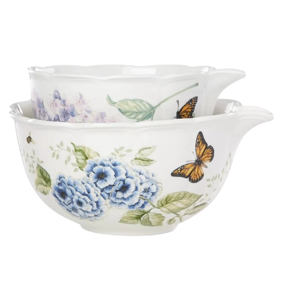 Lenox Butterfly Meadow Nesting Mixing Bowls 2-Piece Set NEW In Box